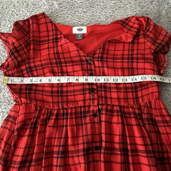 Old Navy Sz S Buffalo Plaid Shirt Dress Babydoll Red Black Retro Mini Fun Flirty - Picture 2 of 10